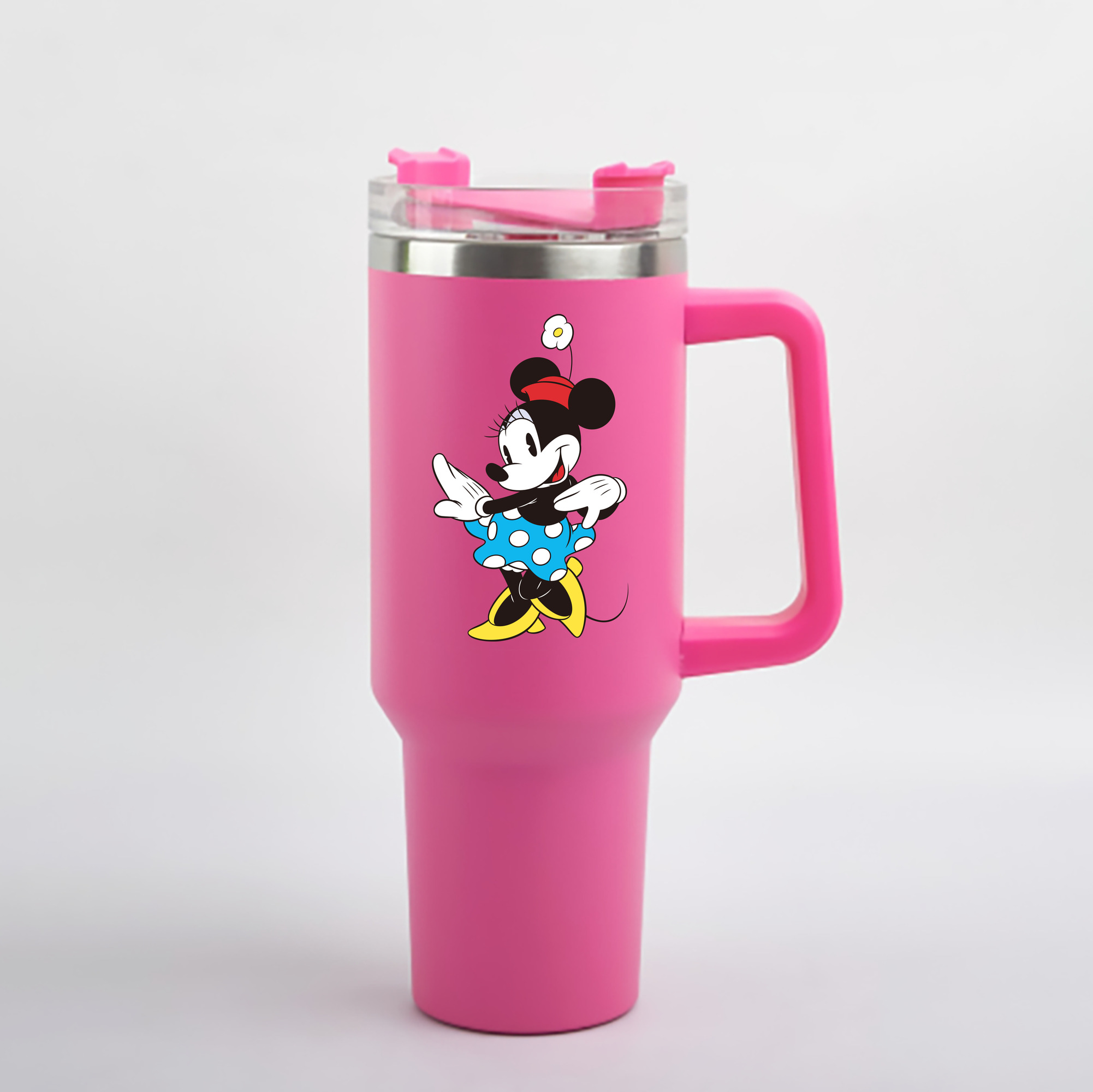 （画像用） ミッキーマウス Mickey Mouse 1200mL車用タンブラー - クリスタルステッカー（プラスチックストロー付き）